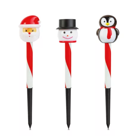 Karácsonyi szolár lámpa - LED - Mikulás, hóember, pingvin - 36,5 x 6 x 6 cm