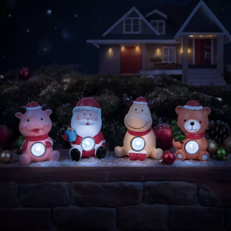 Szolár karácsonyi dekoráció - hidegfehér - 4 féle - 6 x 5 x 10 cm