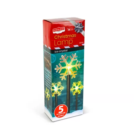 Karácsonyi lámpa - 5 LED - jégkristály - 34,5 cm - melegfehér - 3 X AA