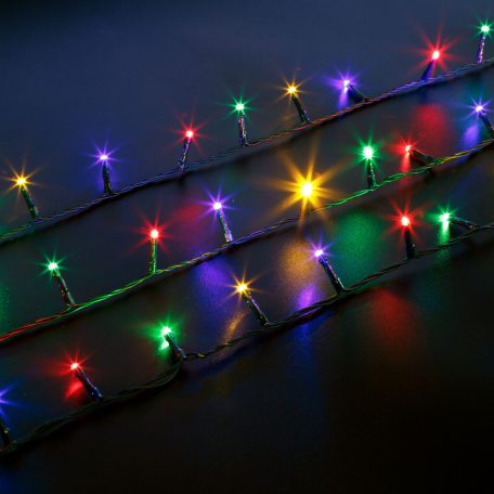 Fényfüzér - 5 m - színes - 100 LED - 220-240V - 6W - zöld kábel