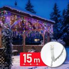 Fényfüzér függöny - 15 m - 600 LED - 220-240V - 6W - átlátszó kábel