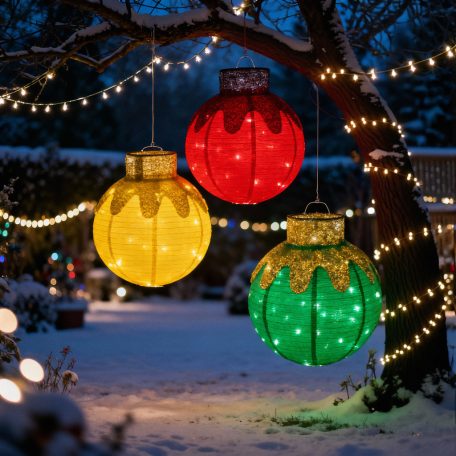 Világító dekoráció - gömbdísz - 60 LED - 60 x 83 cm - piros - 100-200V AC