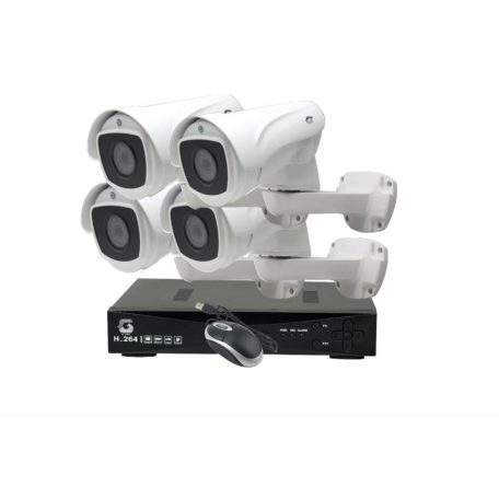 Global H.264 4 x CCTV, 4 csatornás kamera szett DVR funkcióval, LINUX