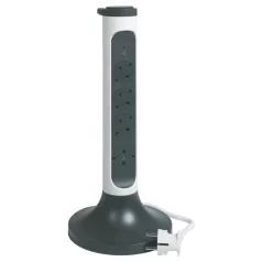  Legrand 694505 Elosztótorony, 4x2P+F, túlfeszültség-védelemmel, 2 m vezetékkel, fehér/fekete