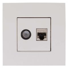   EDB02 CDN Coax TV /Data RJ45 socket, incl. central plate and cover plate 9010 Niko,Telenet/VOO