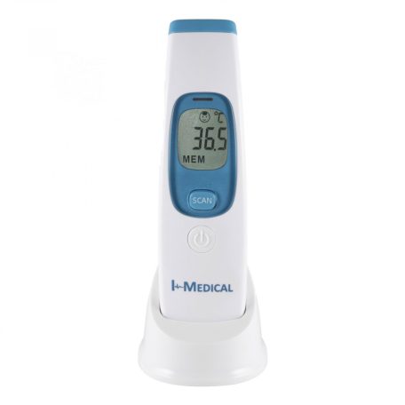 I-MEDICAL 8810 érintés nélküli infravörös hőmérő, test és környezeti hő mérése, mérési memória, méréshatár 0 – 100 °C, tartóállvány, hang- és fényriasztás láz esetén