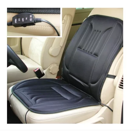 4cars Ülésfűtés Fűthető ülésvédő 24V, szabályozható intenzitás (vastag) - 95637 szivargyújtó dugóval - fekete szabályozható teherautó ülésfűtés 24v