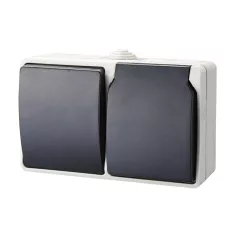   AQUATOP 9873H falon kívüli váltókapcsoló és dugalj, 1 billenő, 1 aljzat, vízszintes, 10 A/16 A, IP54, szürke