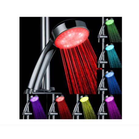 BEWELLO Többszínű világítású LED zuhanyfej  színváló RGB LED zuhanyfej
