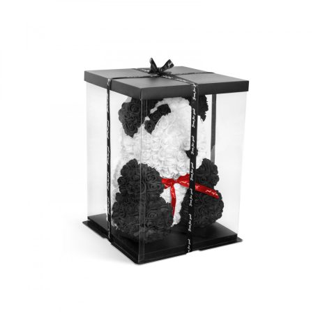 Rózsapanda - Piros masnival - 25 cm