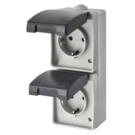 EMOS fali aljzat, dupla IP44 SCHUKO