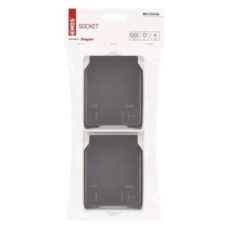 EMOS fali aljzat, dupla IP44 SCHUKO