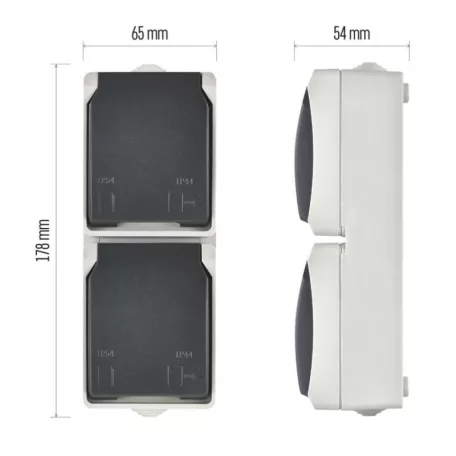 EMOS fali aljzat, dupla IP44 SCHUKO