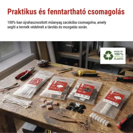Kör alakú kábelbilincs 8 mm, fekete, 50 szt