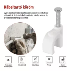 Kör alakú kábelbilincs 8 mm, fehér, 50 szt