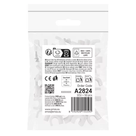 Kör alakú kábelbilincs 8 mm, fehér, 50 szt