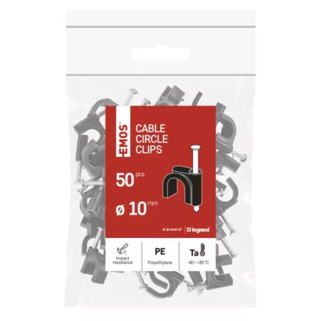 Kör alakú kábelbilincs 10 mm, fekete, 50 szt