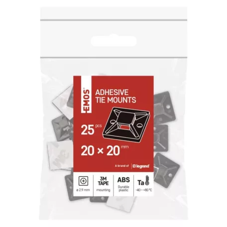 Öntapadó talp 20×20, fekete, 25 db