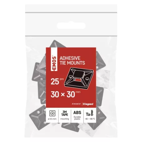 Öntapadó talp 30×30, fekete, 25 db
