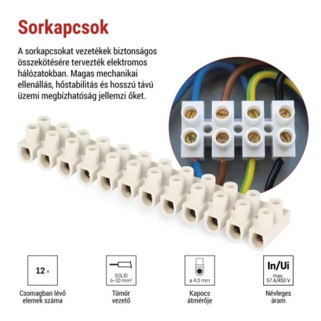Sorkapocs 6–10 mm2, fehér