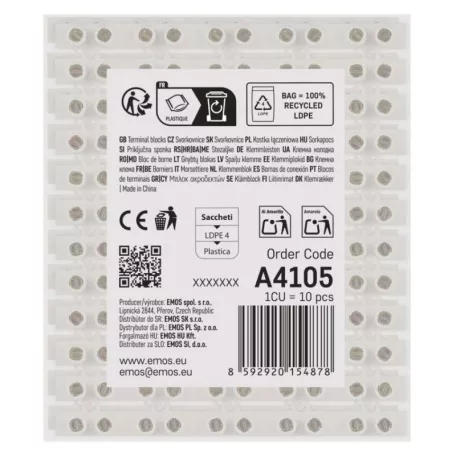 Sorkapocs 2,5–4mm2, fehér, 10 szt