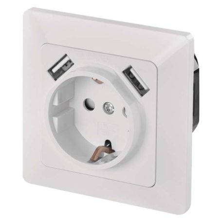 EMOS Aljzat USB csatlakozóval, SCHUKO fehér