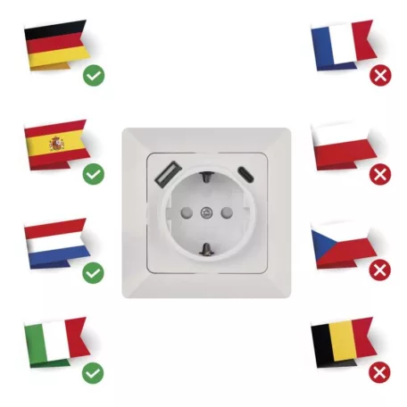 EMOS Aljzat USB A+USB C, fehér