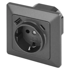 EMOS Aljzat USB-A+USB-C, antracit