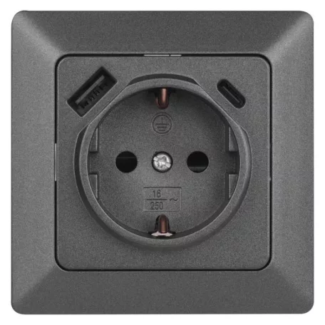 EMOS Aljzat USB-A+USB-C, antracit