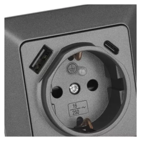 EMOS Aljzat USB-A+USB-C, antracit