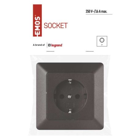 EMOS Csatalakozó aljzat SCHUKO, antracit