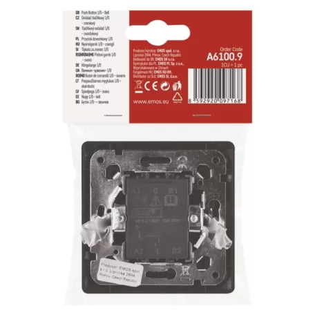 EMOS Nyomógomb 1/0 - csengő, antracit