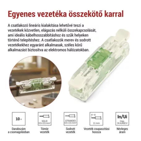 Egyenes karos sorkapocs 2× 0,2–4 mm2, 10 db