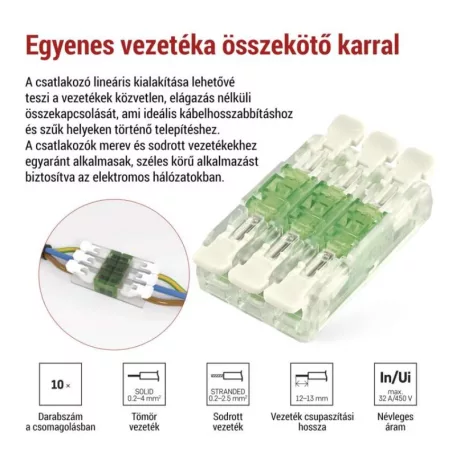 Egyenes karos sorkapocs 6× 0,2–4 mm2, 10 db