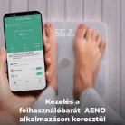 AENO ABS0001S BS1S okos testmérleg, 15 féle mérőszám, LED kijelző, 180 kg-ig terhelhető, AENO app, 10+1 profil, ITO üveg