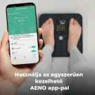 AENO ABS0002S BS2S testmérleg, 180 kg-ig terhelhető, SMART funkciók, profilok, BMI index elemzés, színes kijelző
