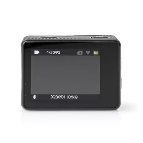 Akciókamera | Kettős Képernyő | 4K@30fps | 16 MPixel | Vízálló akár: 30.0 m | 90 min | Wi-Fi | Az alkalmazás elérhető:: Android™ / IOS | Rögzítőt tartalmaz | Fekete