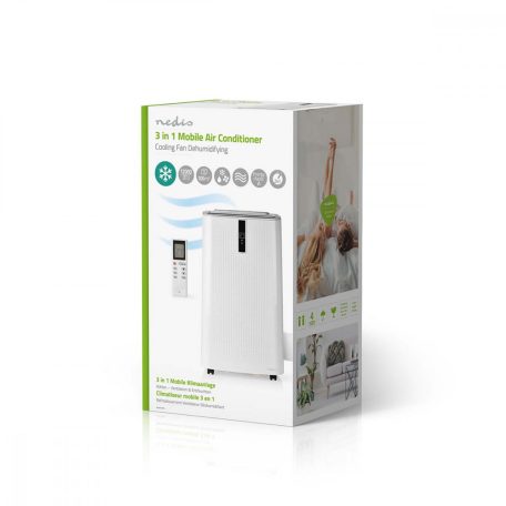 Nedis Mobil klíma | 12000 BTU | 100 m³ | 3-sebességes | Távirányító | Automatikus kikapcsolás időzítő | Fehér