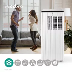   Nedis Mobil klíma | 9000 BTU | 80 m³ | 2-sebességes | Távirányító | Automatikus kikapcsolás időzítő | Fehér