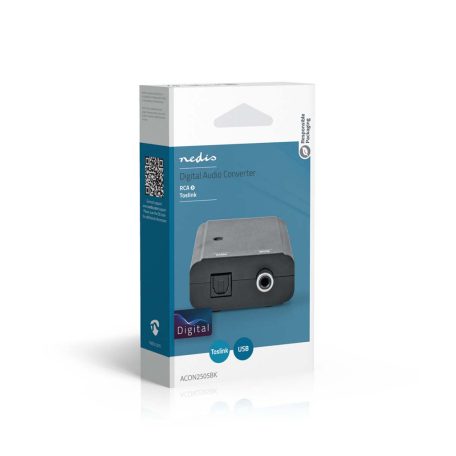 Digital Audio Converter | 1 irányú | Csatlakozó bemenet: 1x S/PDIF | Csatlakozó kimenet: TosLink Aljzat | Kézikönyv | Fekete