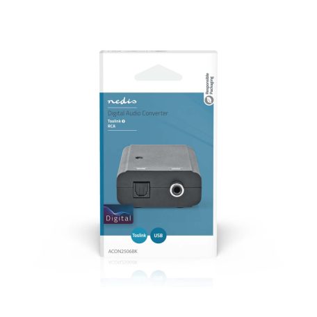 Digital Audio Converter | 1 irányú | Csatlakozó bemenet: TosLink Aljzat | Csatlakozó kimenet: 1x S/PDIF | Kézikönyv | Fekete
