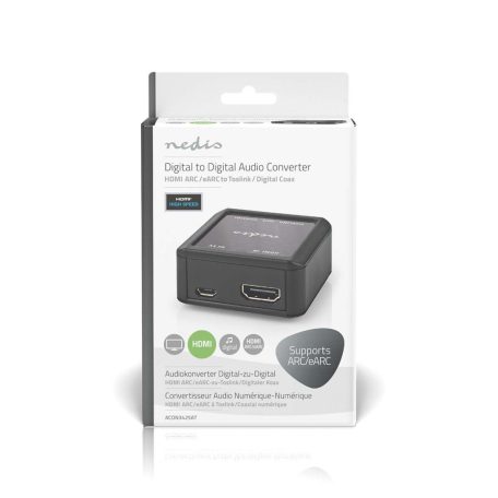 Digital Audio Converter | 1 irányú | Csatlakozó bemenet: DC táp / HDMI™ Bemenet | Csatlakozó kimenet: 1x Coax Audió / 1x TosLink Aljzat | Automatikus | Antracit