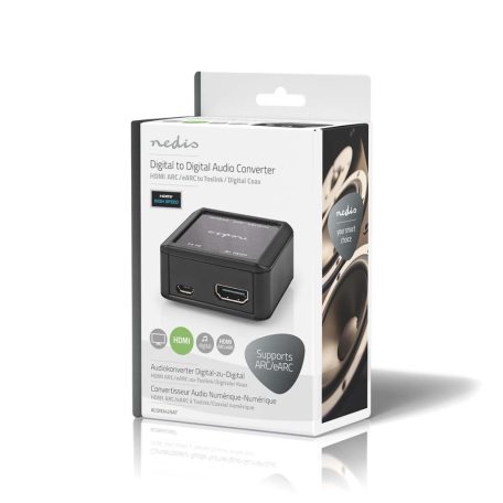 Digital Audio Converter | 1 irányú | Csatlakozó bemenet: DC táp / HDMI™ Bemenet | Csatlakozó kimenet: 1x Coax Audió / 1x TosLink Aljzat | Automatikus | Antracit