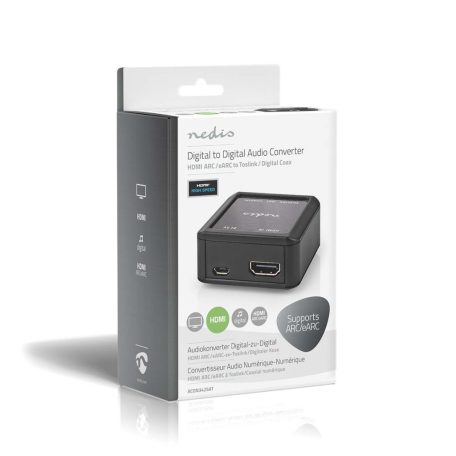 Digital Audio Converter | 1 irányú | Csatlakozó bemenet: DC táp / HDMI™ Bemenet | Csatlakozó kimenet: 1x Coax Audió / 1x TosLink Aljzat | Automatikus | Antracit