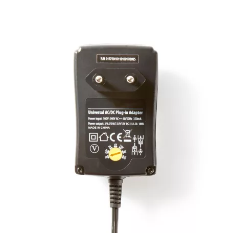 Univerzális hálózati adapter | 18 W | 3 - 12 V DC | 1.80 m | 1.5 / 2.1 A | 6 plug(s) | Fekete