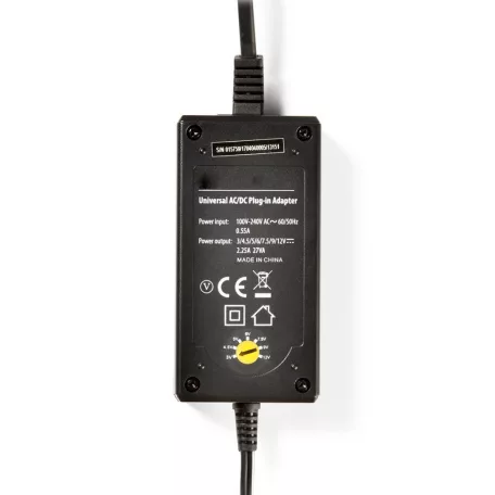 Univerzális hálózati adapter | 27 W | 3 - 12 V DC | 3.60 m | 2.25 A A | 6 plug(s) | Fekete