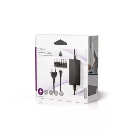 Univerzális hálózati adapter | 27 W | 3 - 12 V DC | 3.60 m | 2.25 A A | 6 plug(s) | Fekete