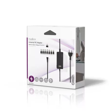 Univerzális hálózati adapter | 36 W | 5 - 24 V DC | 1.80 m | 2.4 A - 3.0 A A | 7 plug(s) | Fekete