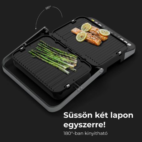 AENO AEG0005 EG5 kontakt grill, 2000 W, 3 az 1-ben sütő, kétoldalas lemezek, 6 program, LED kijelző