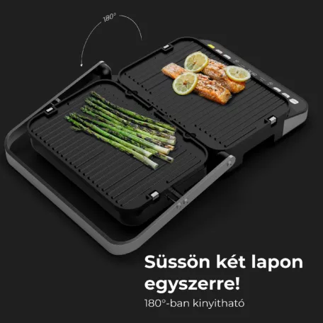 AENO AEG0005 EG5 kontakt grill, 2000 W, 3 az 1-ben sütő, kétoldalas lemezek, 6 program, LED kijelző